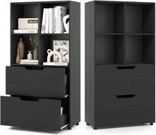 Libreria Scaffale in Legno Con 4 Cubi E 2 Cassetti, Libreria Chiusa Con Disposit