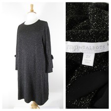 Talbots rsvp Womens Plus Size Wool Black Silver Metallic Shimmer Shift Dress 2X