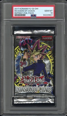 Yu-Gi-Oh! PSA 10 INVASION OF CHAOS REPRINT FOIL BOOSTER PACK 2017