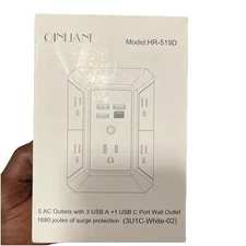 Qinlianf Wall Charger Surge Protector 5 Outlet Extender w 4 USB Ports White