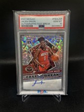 2021-22 Panini Mosaic Fast Break Autographs Jalen Green #FBA-JGR RC PSA 10