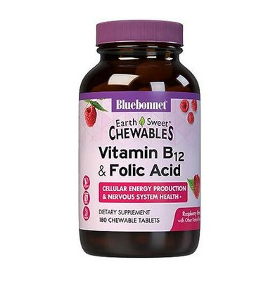 Bluebonnet Nutrition Earth Sweet Vitamin B12 1000 mcg and Folic Acid 400mcg and