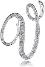 Letter Brooch Pins Initial Rhinestone Brooch for Women Crafts Silvery A-Z