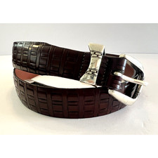 FAB! ONYX by BRIGHTON Brown Embossed Genuine Leather Belt Size 42 Made in USA