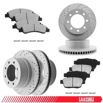 Front Rear Brake Rotors Brake Pads Kit For 2003 -2008 Dodge Ram 2500 3500 1500