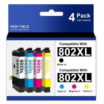802XL Ink Cartridges Compatible with Epson WorkForce Pro WF-4720 WF-4730 WF-4734