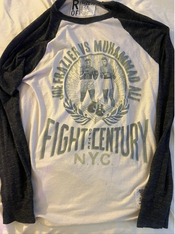 Roots of Figh"Fight of the Century" Long Sleeve Raglan Tee - White/Black, MEDIUM