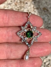 18ct gold diamond tourmaline pearl pendant Victorian 5.1 grams