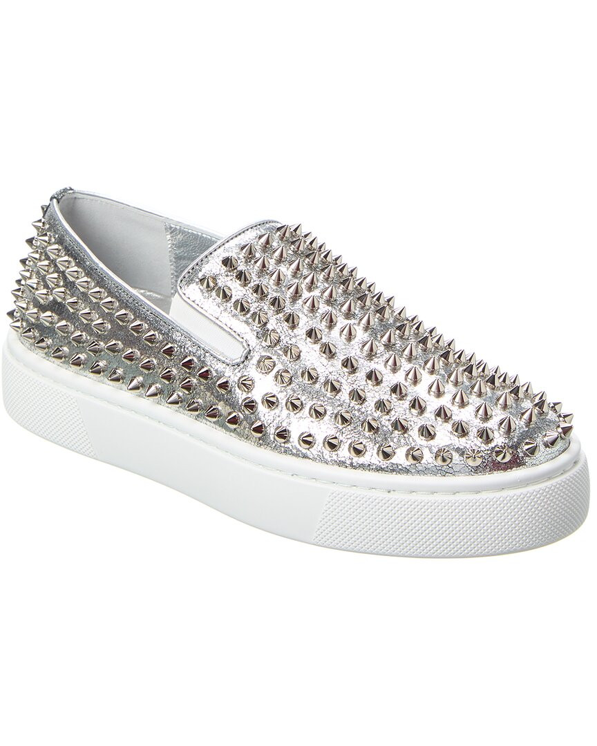 Женские кожаные кроссовки-слипоны Christian Louboutin 141390₽