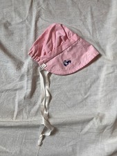 Vintage Pink Gingham Baby Girl Bonnet Hat Goose Patch