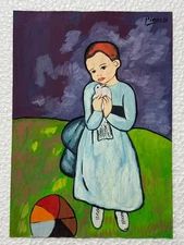 Pablo Picasso (Handmade) Drawing on antique paper Signed and Sealed size 21x29.5