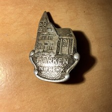 Vintage Dutch Pewter Marken N.H. Kerk Souvenir Brooch Pin Netherlands Church