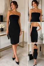 Express Stretch Black Strapless Sheath Dress 5/6 Y2K Empire Waist Cocktail LBD