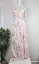 After Six Blush Floral Chiffon Off-Shoulder Maxi Dress – Size 14 BNWT
