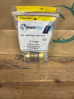 SHARKBITE U060LFA 1'' X 3/4'' PUSH-TO-CONNECT BRASS REDUCING COUPLING FITTING