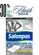 SALONPAS 4 PAIN RELIEVING GEL-PATCH, 30 GEL PATCHES - Pack of 2