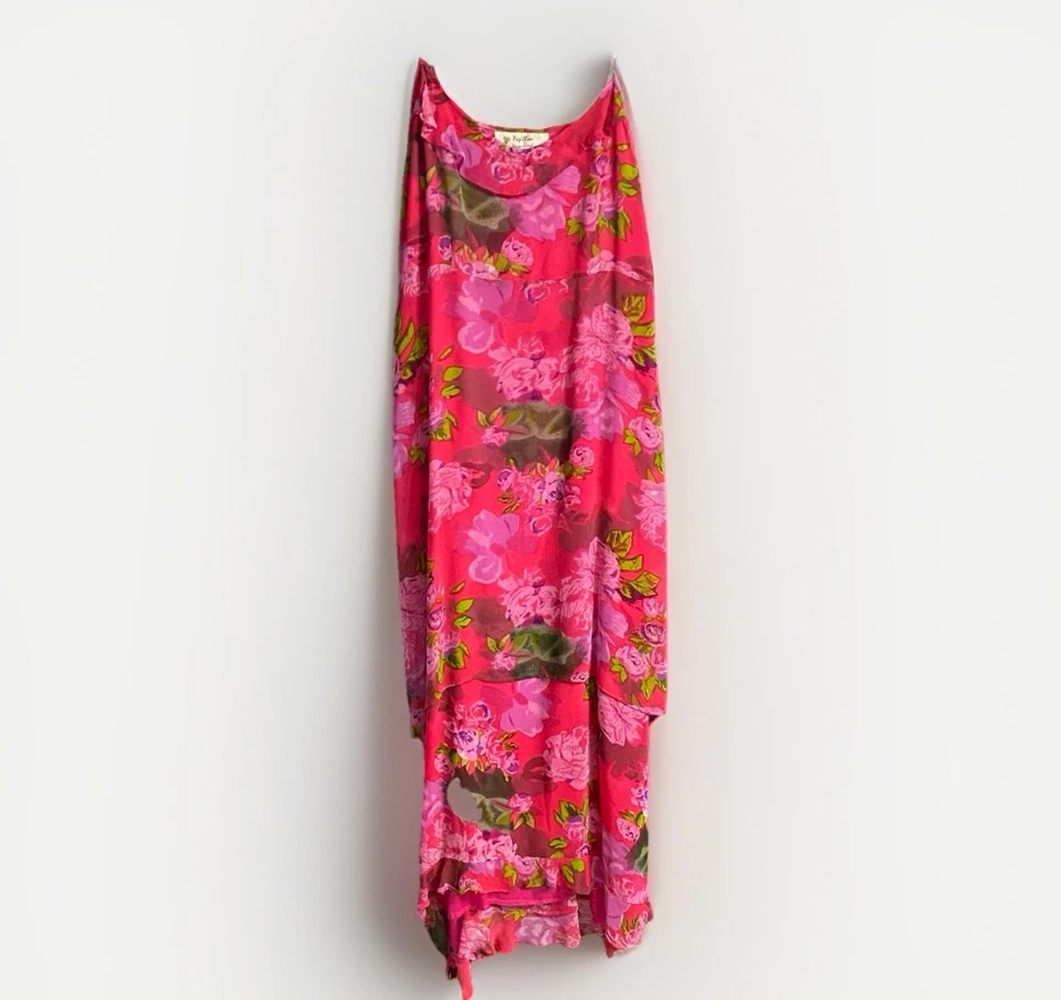 Maxi Vestido Vintage Y2K Papillon M Hoco Baile de graduación Floral en Niveles Hada Chica Gasa Foto 4 de 4