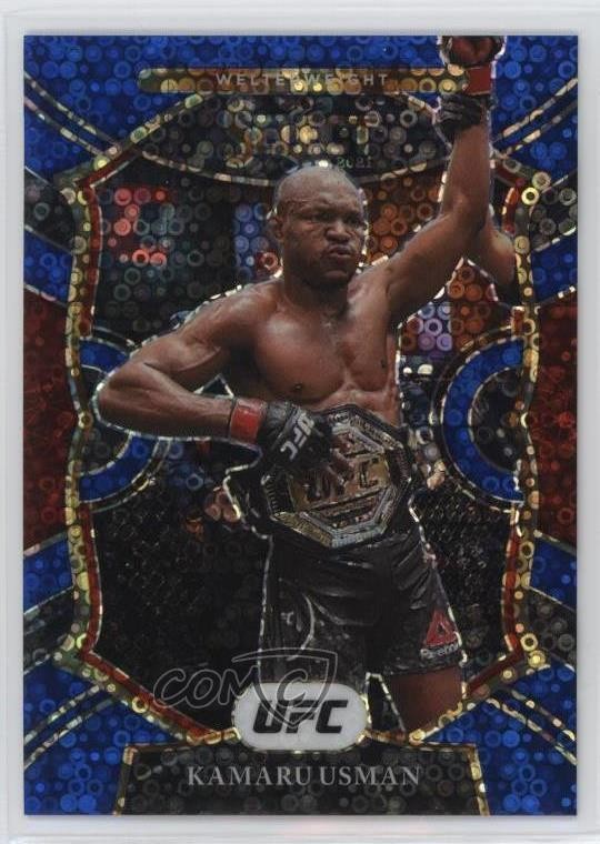 2021 Panini Select UFC Concourse Blue Disco Prizm 91/99 Kamaru Usman #7 4m4