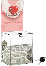 Large Acrylic Donation Box with Lock, 6.7 x 5 x 16 in Clear Suggestion Box with