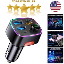 Bluetooth 5.4 FM Transmitter Car Adapter 48W PD - HiFi Sound