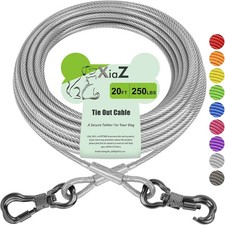 XiaZ Dog Tie Out Cable 20ft, Heavy Duty Chains for 250lbs Silver