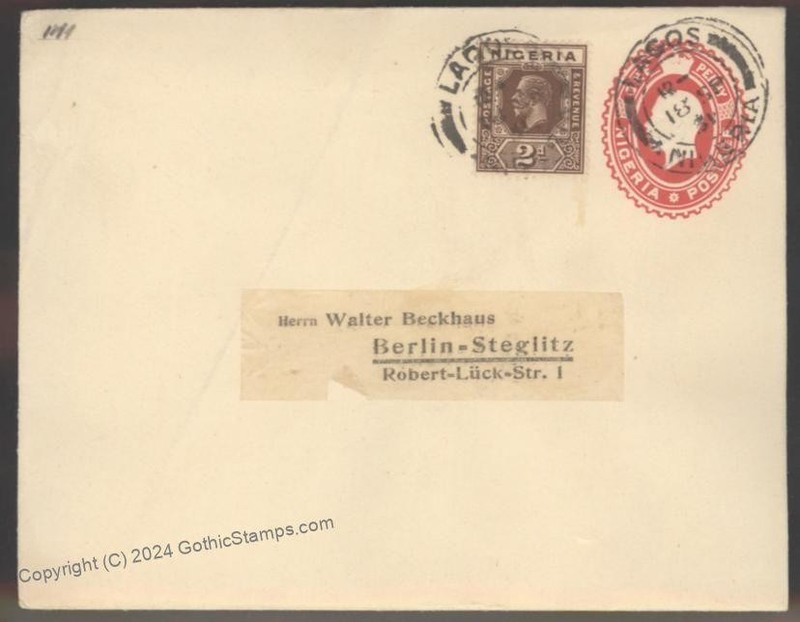 British 1931 Lagos Nigeria KGV Berlin Germany Cover 112429
