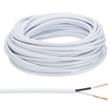 50Ft 18/2 PVC Covered Wire, 300V UL Listed Round Electronic Wire, White