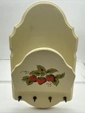 Vintage MCM Wooden Wall Letter and Key Holder Strawberry Decor