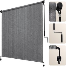 Outdoor Roller Shade 8' W x 8' H Gray Exterior Cordless Patio Shades Roll Up