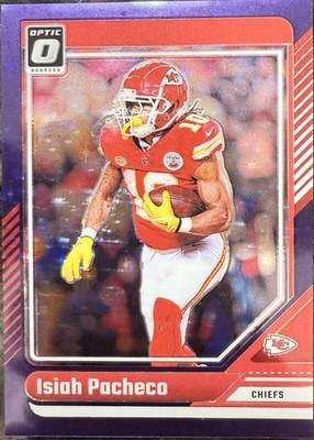 2024 Panini Donruss Optic 95 Isiah Pacheco Purple Stars Prizm #/15 Chiefs   