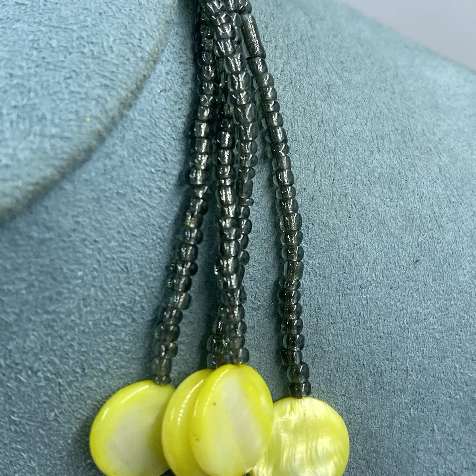 Multi Strand Necklace Mother Of Pearl Wooden Beaded Layered 26" Long - Image 3 of 4