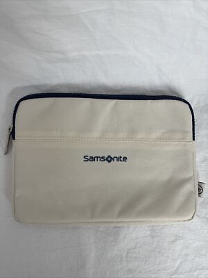 Samsonite Cream Color Small Zippered Top Pouch Bag Cosmetic Toiletry 6x  Inch