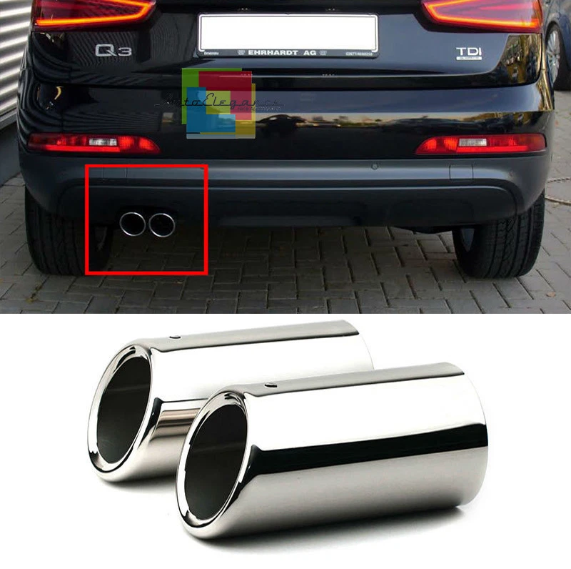 Terminali Di Scarico Sportivi Originali Audi Q3 8U - Set Da 2, Tubi Cappa Cromati
