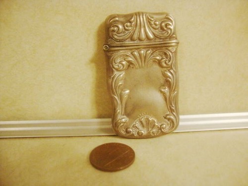 Antique Vesta Repousse STERLING Match Safe Box w Ornate Pattern Collectible!