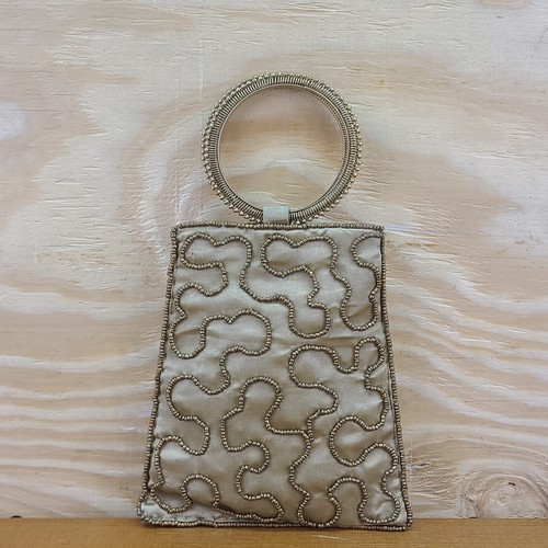 Beaded Clutch Purse Vintage Round Wire Handled