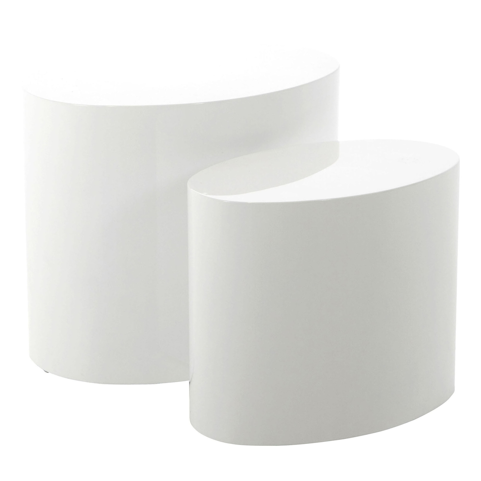 2-teiliges Couchtisch-Set MICE - weiß Hochglanz Sofatisch Wohnzimmertisch