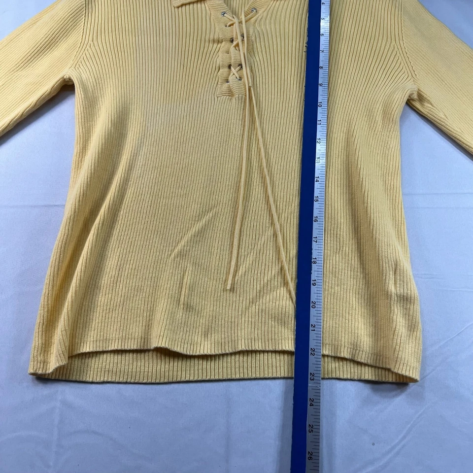 Jones Wear 运动衬衫女式中号黄色长袖 100% 棉 — 第 4/4 张图片