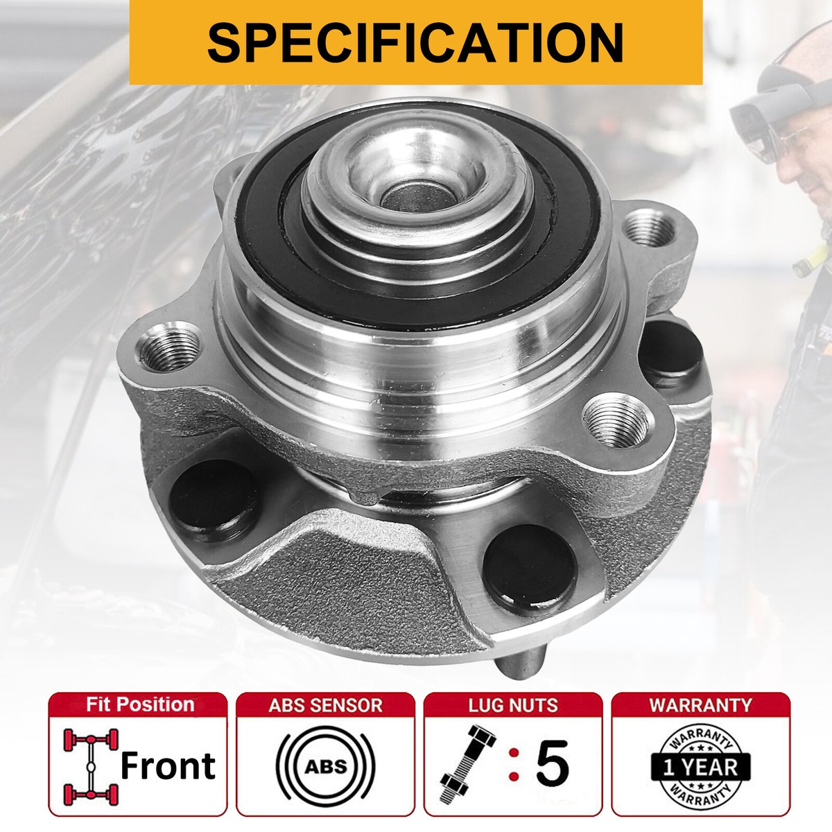 Pair RWD Front Wheel Bearing & Hub Assembly 513268 for INFINITI