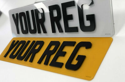 Pair Of UK Road Legal 4D 3D Laser Cut Raised Gloss Black Car Reg Number Plates