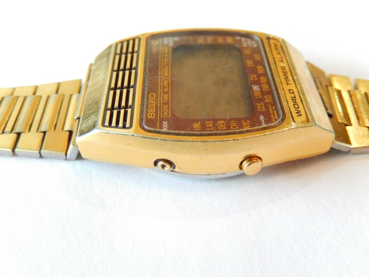 VINTAGE* RARE Seiko A239-5009 World Timer Alarm Rare Gold Tone