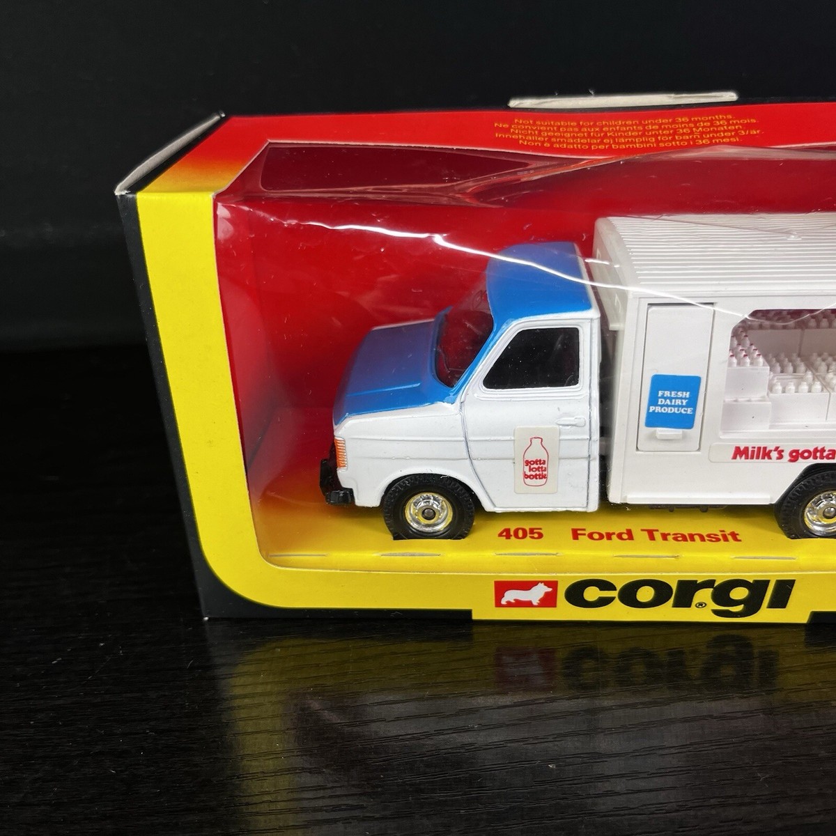 Vintage 1981 Corgi Toys #405 FORD TRANSIT MILK TRUCK - New In Box