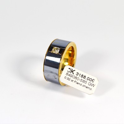 585 Yellow Gold Ring with Diamond 0.32ct. Champ./Si Flanders cut size 62