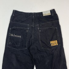 Vintage Y2K Paco Wide Leg Jeans Embroidered 34x30 Baggy 12in Leg Jeans Rare
