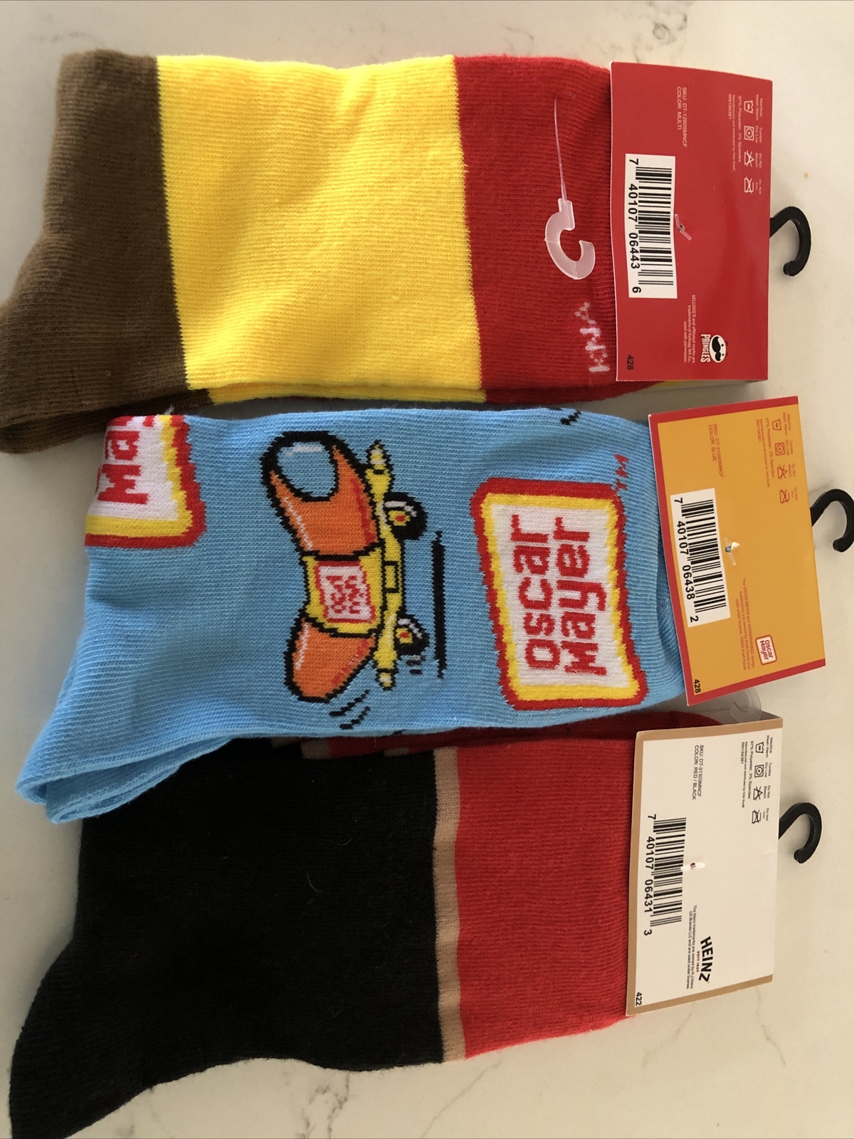Novelty Socks Pringles Heinz Ketchup Oscar Meyer SET OF 3 Crew Size 6-12 NEW! image 2