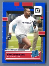 2022 Donruss ARNOLD EBIKETIE RATED ROOKIE BLUE PRESS PROOF #366 Atlanta Falcons
