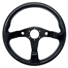Hiwowsport 14" 350mm Real Carbon Fiber Flat Bottom Steering Wheel Gloss Black