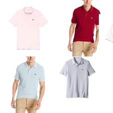 NEW Lacoste Men  s Casual Classic Pique Slim Fit Short Sleeve Polo T-Shirt