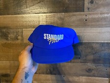 Standard Plus Snapback Hat VTG Adult Mens Dad Cap USA Made Blue White Yellow