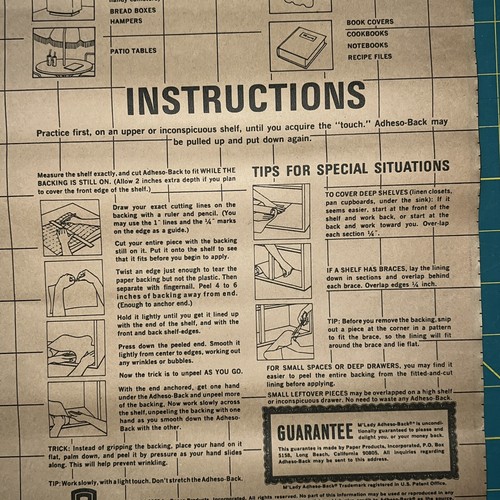 1965 Shelf Liner M'LADY Adheso-Back Plastic Home Decor Covering: Linen 4.5 SqFt - Picture 4 of 8