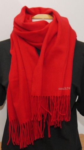 Scarf XXL 100% wool fire red shawl stole shawl pashmina 195cmx 70 new - Picture 3 of 4